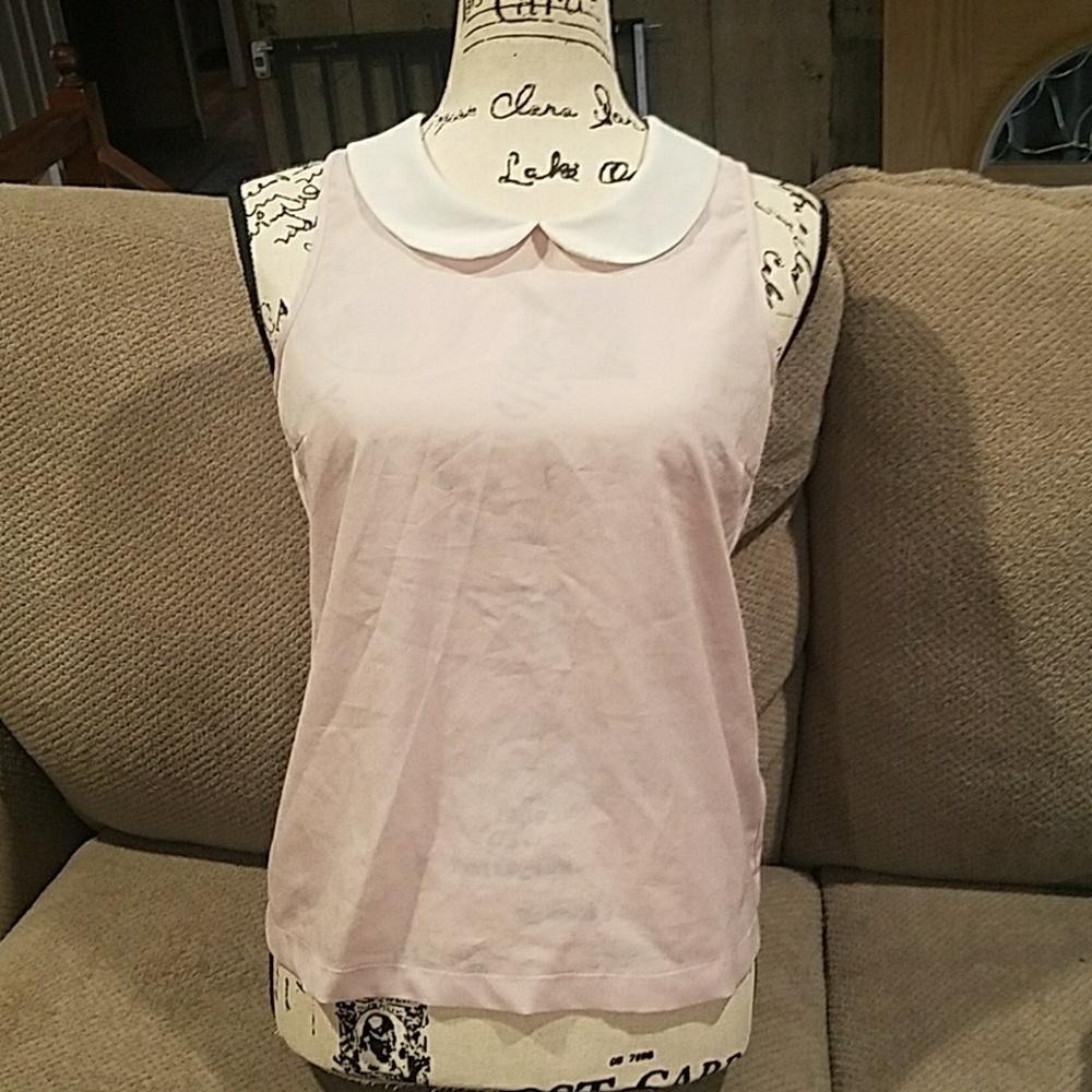 Charlotte Russe Pale Pink Tank Top with White Peter Pan Collar